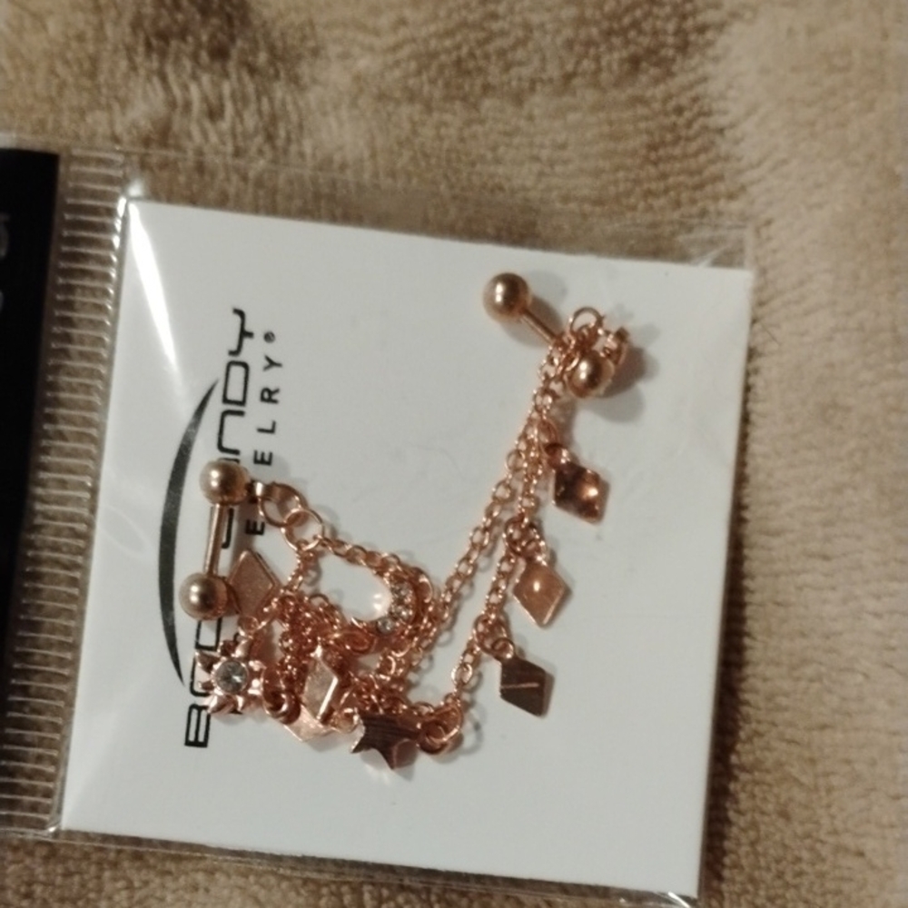 Rose Gold Charm Bracelet with Geometric Pendants